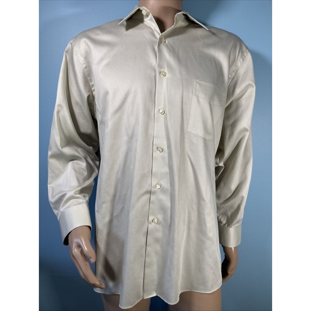Geoffrey Beene Cream Dress Shirt (Men’s Size 17.5, 32/33) Regular Fit